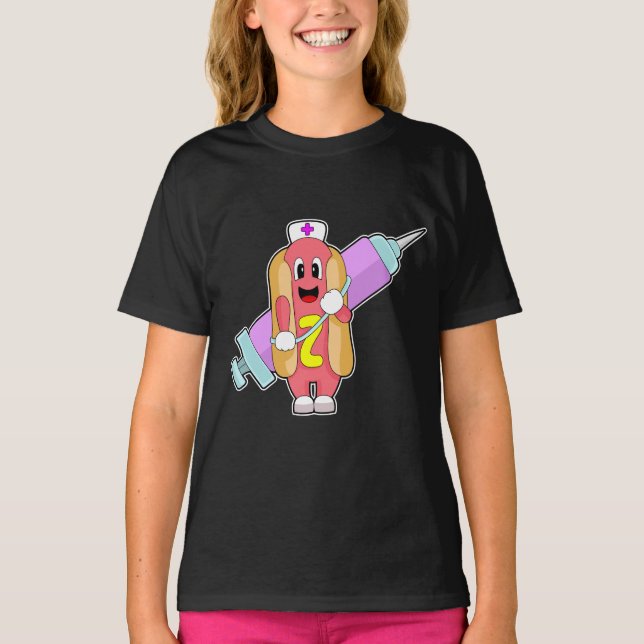 Hotdog Nurse Spritze T-Shirt (Vorderseite)