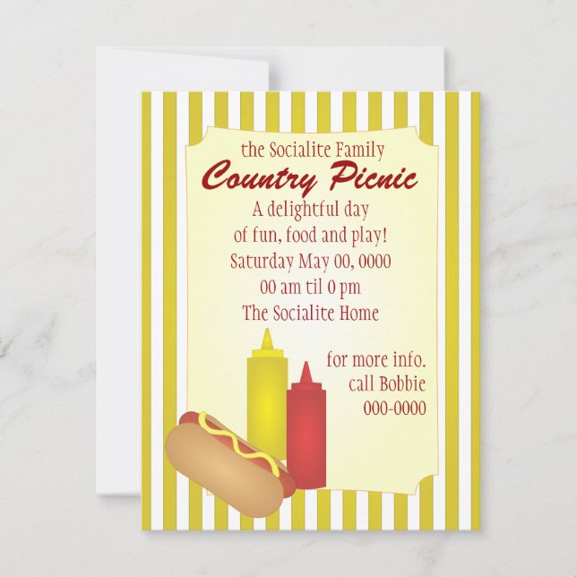 Hotdog Picnic Einladung (Vorderseite)