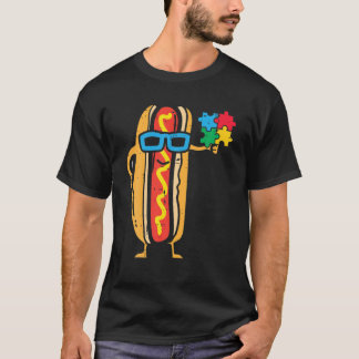 Hotdog Puzzle Niedlich Autismus Bewusstsein ASD Fo T-Shirt