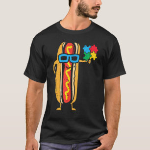 Hotdog-Puzzle Süß Autismus-Bewusstsein ASD Essen E T-Shirt