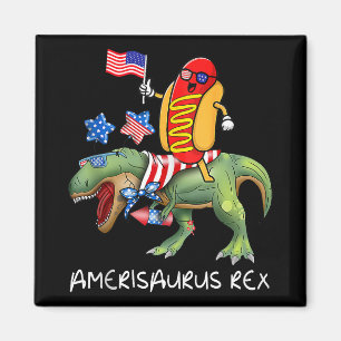 Hotdog-Reitender T-Rex-Dinosaurier 4. Juli Amerisa Magnet