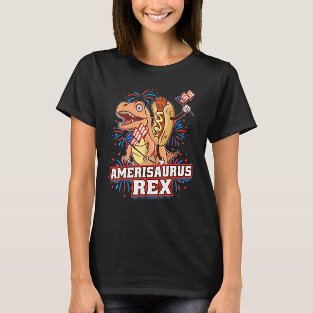 Hotdog Rex Dinosaur 4th of July Amerisaurus  1 T-Shirt (Vorderseite)