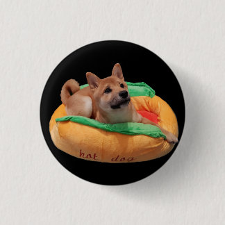 Hotdog Shiba Abzeichen-Schwarzes Button