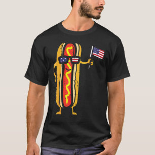Hotdog Sonnenbrille Amerikanische Flagge USA 4. Ju T-Shirt