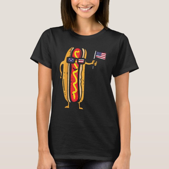 Hotdog Sonnenbrillen American Flag USA 4. Juli F T-Shirt (Vorderseite)
