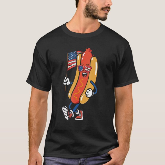 Hotdog Sonnenbrillen American Flag USA 4. Juli F T-Shirt (Vorderseite)