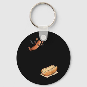 Hotdog springt in Brötchen lustige BBQ Schlüsselanhänger