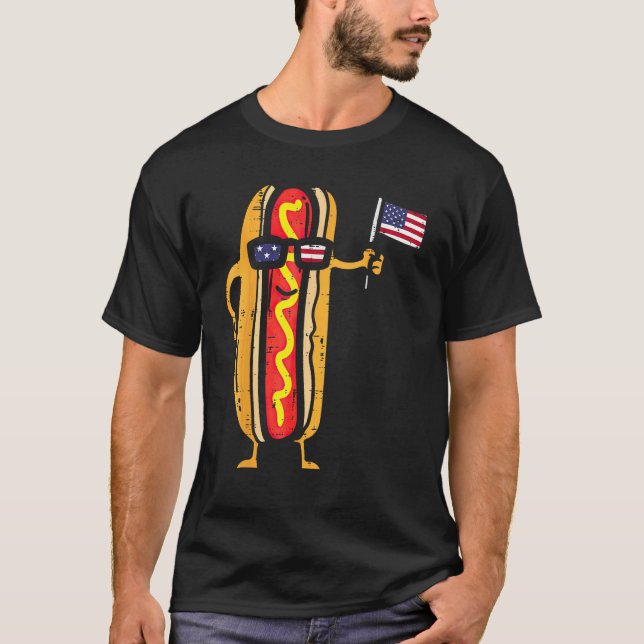 Hotdog Sunglasses American Flag USA  4th Of July F T-Shirt (Vorderseite)