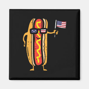Hotdog Sungles Amerikanische Flagge USA Lustig 4. Magnet