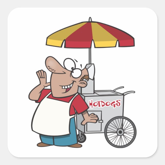 Hotdog Vendor Quadratischer Aufkleber (Vorderseite)