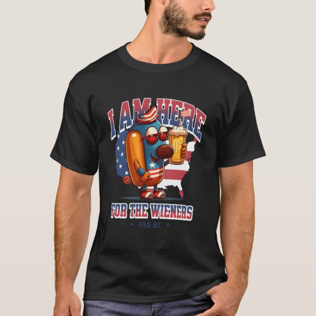 Hotdog Wiener 4Th Of July Patriotic T-Shirt (Vorderseite)