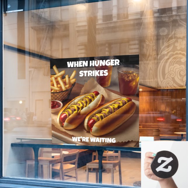Hotdogs Fries Drink Restaurant Advert anpassen Fensteraufkleber (Café-Fenster)