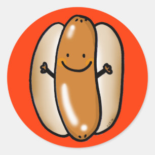 Hotdogwurst des Cartoon Runder Aufkleber