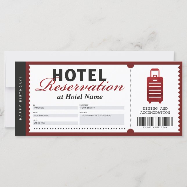 Hotel Bleibe Reservierungszertifikat Red Voucher (Vorderseite)