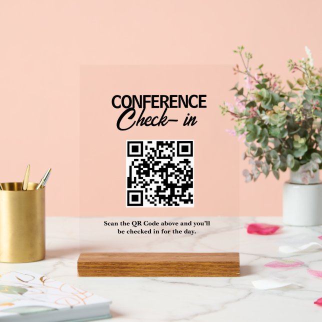 Hotel Check-in QR-Code Scan Acrylschild (Hochzeit)