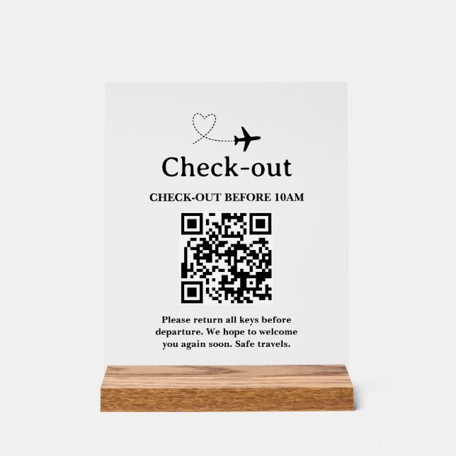Hotel Check-Out QR-Code Scan Acrylschild (Vorderseite)