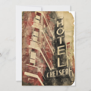 Hotel Chelsea NYC Vintage Wasserfarben-Einladungen Einladung