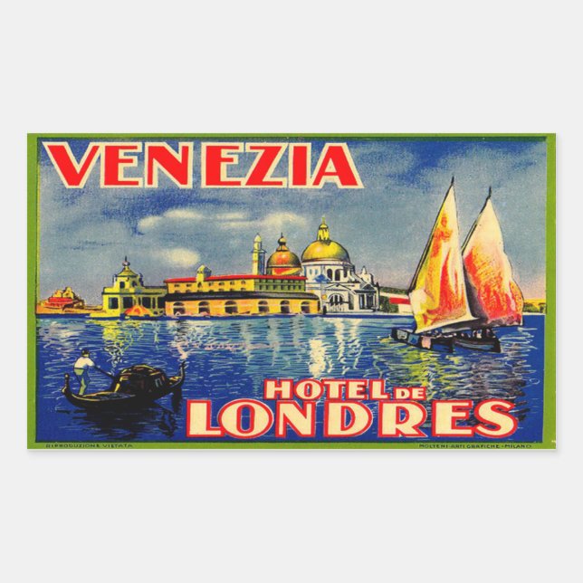 Hotel de Londres (Venedig, Italien) Rechteckiger Aufkleber (Vorderseite)