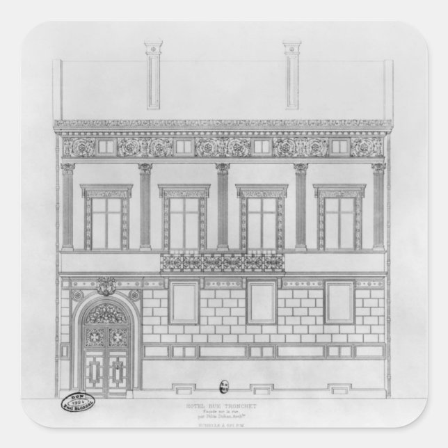 Hotel de Pourtales, Fassade, 1850 Quadratischer Aufkleber (Vorderseite)