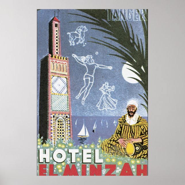 Hotel El Minzah Vintage Reiseplaner Poster (Vorne)