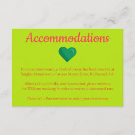 Hotel Hochzeitsunterkünfte zum Thema Herz Begleitkarte