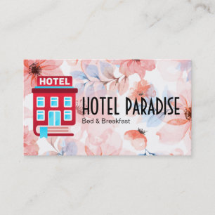 Hotel Logo buchen Bett Frühstück Blumen Visitenkarte