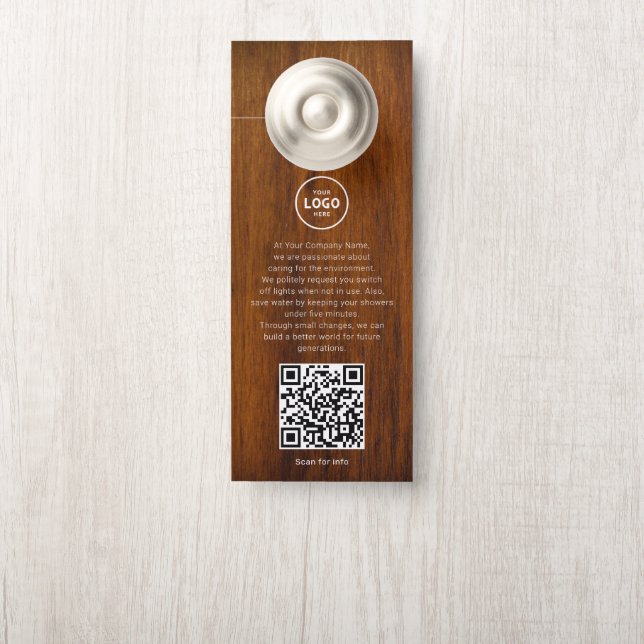 Hotel-Logo-QR-Code-Gästeinformations-Türhänger Türanhänger (Auf Knauf)