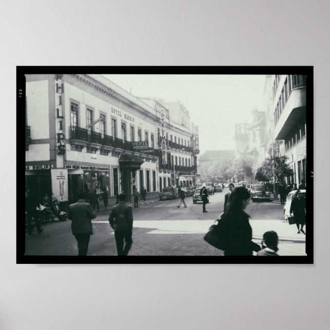 Hotel Madrid 1964 Spanien Monochrome Poster (Vorne)