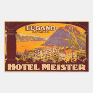 Hotel Meister Lugano Paradiso rechteckiger Aufkleb Aufkleber