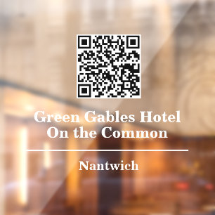 Hotel- oder Restaurantname mit QR-Code Fensteraufkleber