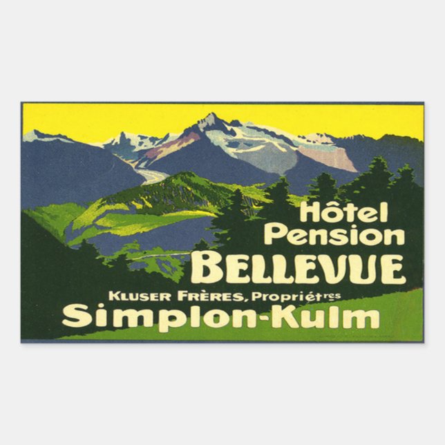 Hotel Pension Bellevue Rechteckige Aufkleber (Vorderseite)