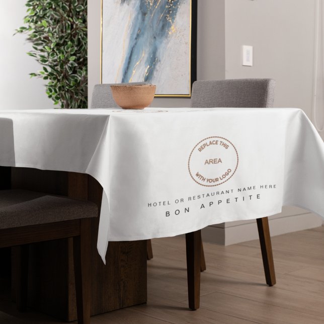 Hotel Restaurant Logo Name Bon Appetit White Tischdecke (Von Creator hochgeladen)