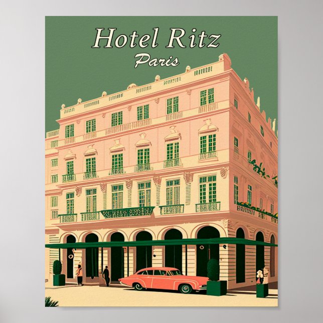 Hotel Ritz Paris Minimalistisches Vintages Poster (Vorne)