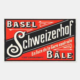 Hotel Schweizerhof (Basel Bâle Schweiz) Rechteckiger Aufkleber