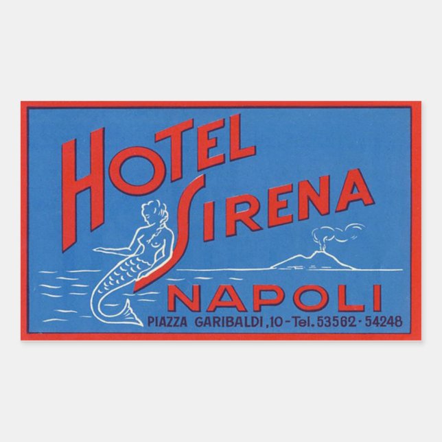 Hotel Sirena (Neapel Italien) Rechteckiger Aufkleber (Vorderseite)