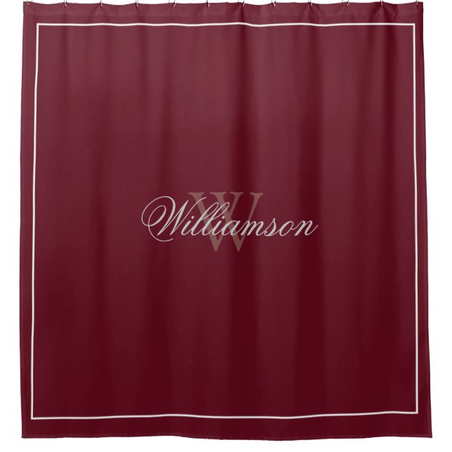 Hotel Style Herbst Burgund mit Name & Monogramm Duschvorhang (Vorderseite)