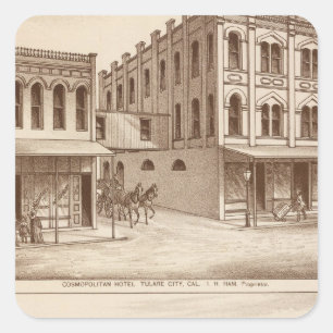 Hotel, Weinberg, Tulare Quadratischer Aufkleber