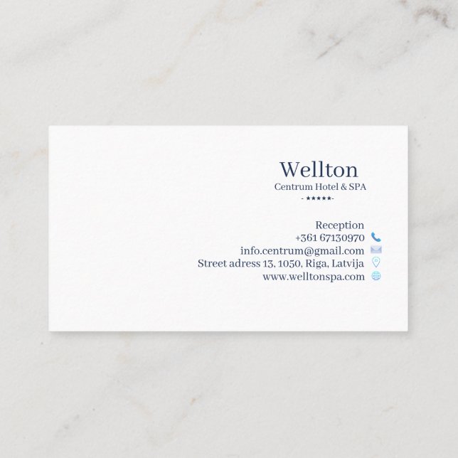 Hotel & Wellness-Center Business Card Visitenkarte (Rückseite)