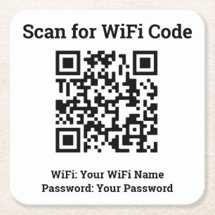 Hotel Wifi Details Plus QR Code Rechteckiger Pappuntersetzer