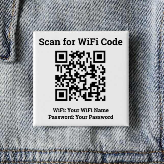 Hotel Wifi Details Plus QR Code Wearable Staff Button (Von Creator hochgeladen)