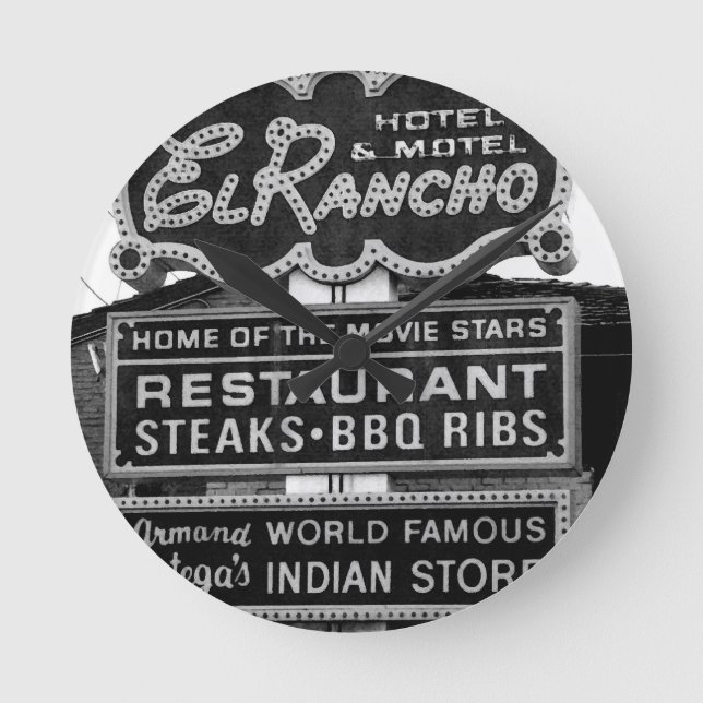 Hotel-Zeichen EL Rancho Runde Wanduhr (Vorderseite)
