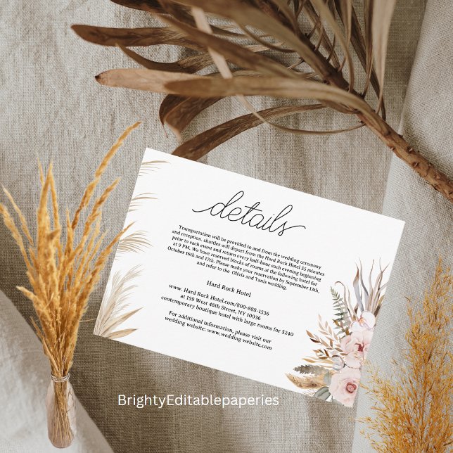 Hotelinformationen in tropischen Blume Mitteilungskarte (Von Creator hochgeladen)