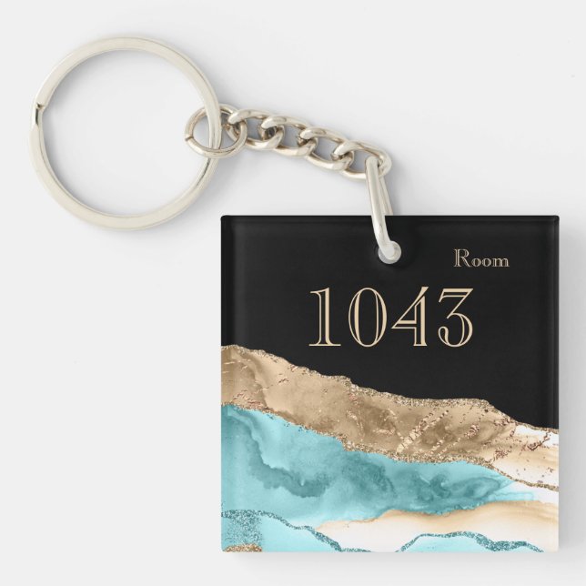 Hotellodge Resort-Zimmer mit Marmorstein Gold Schlüsselanhänger (Vorderseite)