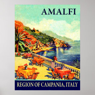 Hotelterrasse in Amalfi, Kampanien, Italien, Reise Poster