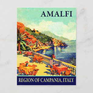 Hotelterrasse in Amalfi, Kampanien, Italien, Reise Postkarte