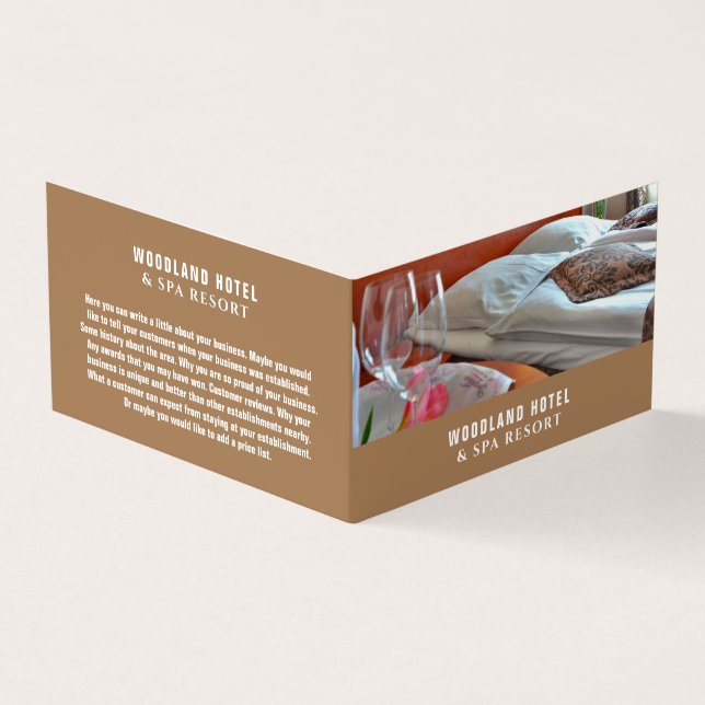 Hotelzimmer, Hotelunterkunft Detaillierte Angaben Visitenkarten (Vorderseite)