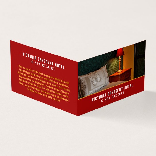 Hotelzimmer, Hotelunterkunft Detaillierte Angaben Visitenkarten (Vorderseite)