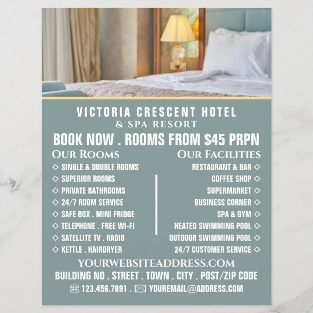 Hotelzimmer, Hotelzimmer Unterkunft Werbung Flyer (Vorne)