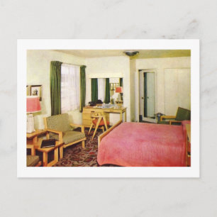 Hotelzimmer Innenraum 1950er Retro Postkarte