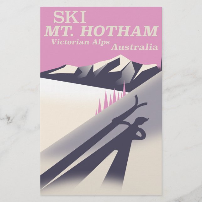 Hotham, Viktorianisches Alpenposter. Briefpapier (Vorderseite)